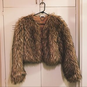 Urban outfitters sparkle & fade fur crop coat.